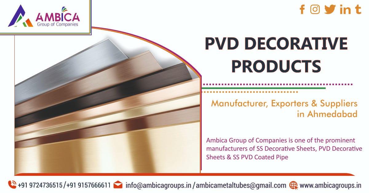 PVD Decorative Products Manufacturer & Suppliers in Ahmedabad