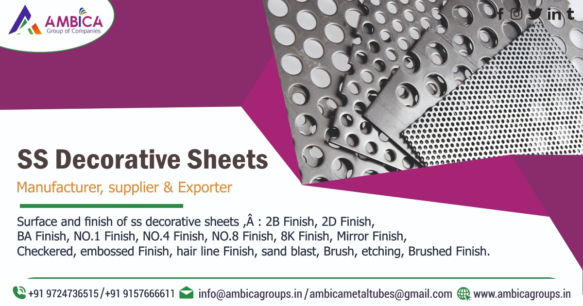 SS Decorative Sheet Manufacturers & Suppliers in Gujarat